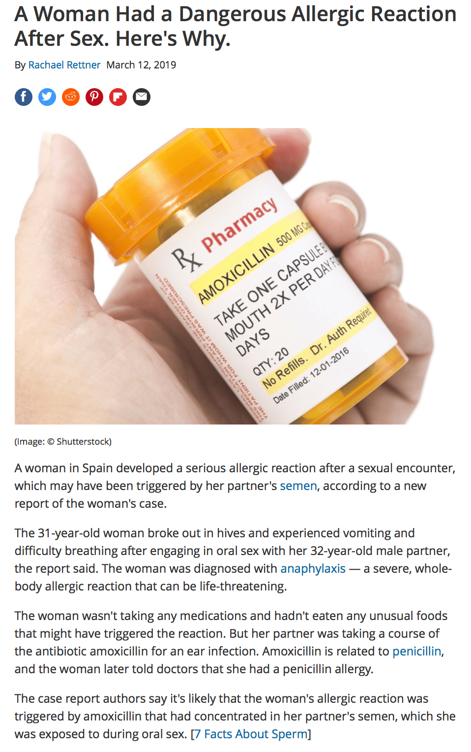 Allergic reaction to semen 2019